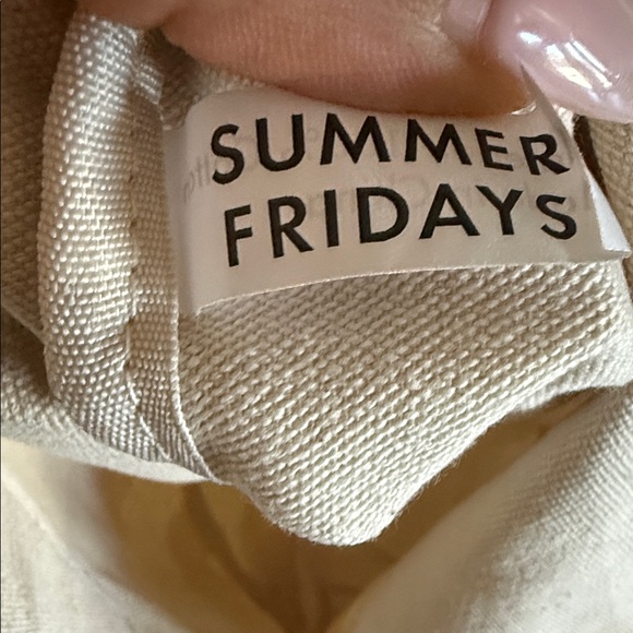 Summer Fridays Beige & White Striped Canvas Tote Bag - Picture 7 of 8